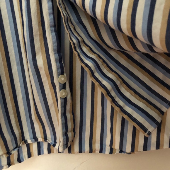 SALE🤑•Blue/Tan Pinstriped Buttoned Dress Shirt for Men - Picture 6 of 8